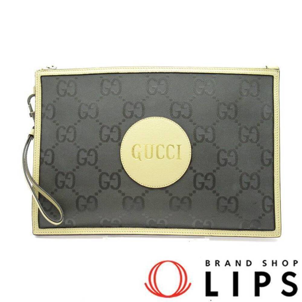 Gucci Beige the Grid Clutch Bag GG Leather Gray Beige